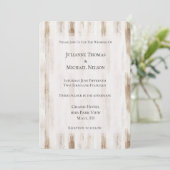 Invitation Chic Crème blanc Brown rayures Mariage (Debout devant)
