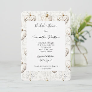 Invitation Chic Crème Grise Cœurs Ornements Enterrement de Vi