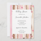 Invitation Chic Crème rose Leopard Baby shower animal raypes (Devant)