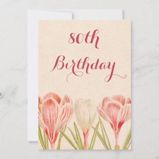 Invitation Chic Crocus de printemps du 80e anniversaire (Devant)