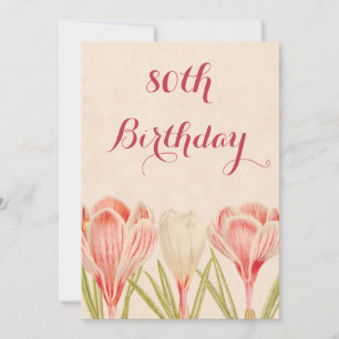 Invitation Chic Crocus de printemps du 80e anniversaire