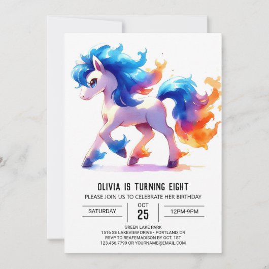 Invitation Chic Custom Horse Anniversaire (Devant)