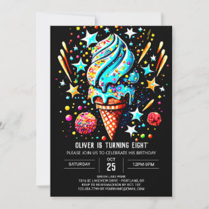 Invitation Chic Custom Ice Cream Boy Crème de glace Anniversa