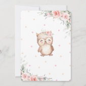 Invitation Chic Cute Owl Rose Floral Baby shower (Dos)