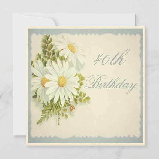 Invitation Chic Daisies Vintages 40e anniversaire (Devant)