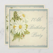 Invitation Chic Daisies Vintages 70e anniversaire (Devant / Derrière)