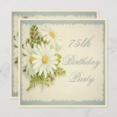 Invitation Chic Daisies Vintages 75e anniversaire (Devant / Derrière)