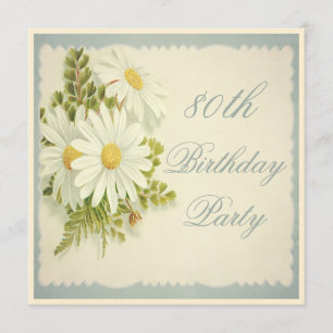 Invitation Chic Daisies Vintages 80e anniversaire