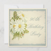 Invitation Chic Daisies Vintages 90e anniversaire (Devant)