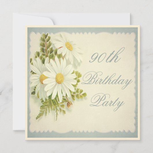 Invitation Chic Daisies Vintages 90e anniversaire (Devant)