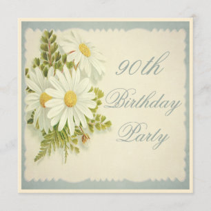 Invitation Chic Daisies Vintages 90e anniversaire