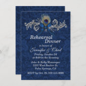 Invitation Chic Damask et Peacock Feather Mariage Rehears (Devant / Derrière)