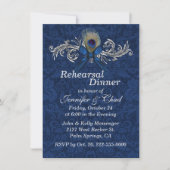 Invitation Chic Damask et Peacock Feather Mariage Rehears (Devant)