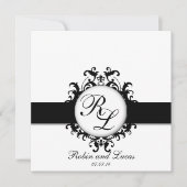Invitation Chic Damask Monogrammes Mariage mariée (Devant)