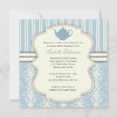 Invitation Chic Damask & Stripe Baby shower Tea In (Dos)