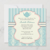 Invitation Chic Damask & Stripe Baby shower Tea In (Dos)