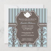 Invitation Chic Damask & Stripe Baby shower Tea In (Dos)