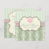 Invitation Chic Damask & Stripe Fête de l'mariée T (Devant / Derrière)