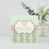Invitation Chic Damask & Stripe Fête de l'mariée T (Debout devant)
