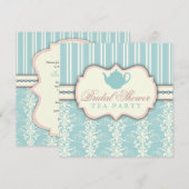 Invitation Chic Damask & Stripe Fête de l'mariée T (Devant / Derrière)