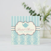 Invitation Chic Damask & Stripe Fête de l'mariée T (Debout devant)