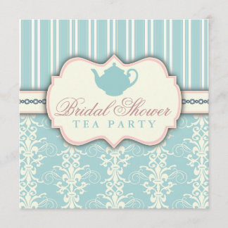 Invitation Chic Damask & Stripe Fête de l'mariée T