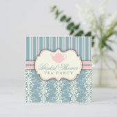 Invitation Chic Damask & Stripe Fête de l'mariée T (Debout devant)