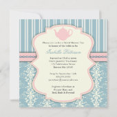 Invitation Chic Damask & Stripe Fête de l'mariée T (Dos)