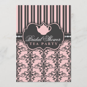 Invitation Chic Damask & Stripe Fête de l'mariée T