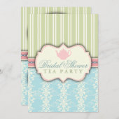 Invitation Chic Damask & Stripe Fête de l'mariée T (Devant / Derrière)