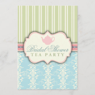 Invitation Chic Damask & Stripe Fête de l'mariée T