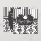 Invitation Chic Damask & Stripe Fête de l'mariée T (Devant / Derrière)