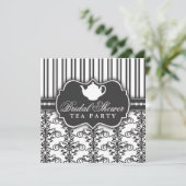 Invitation Chic Damask & Stripe Fête de l'mariée T (Debout devant)
