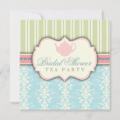 Invitation Chic Damask & Stripe Fête de l'mariée T (Devant)