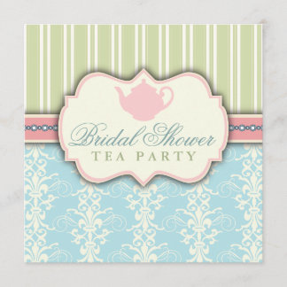 Invitation Chic Damask & Stripe Fête de l'mariée T