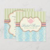 Invitation Chic Damask & Stripe Fête de l'mariée T (Devant / Derrière)