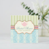 Invitation Chic Damask & Stripe Fête de l'mariée T (Debout devant)