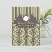 Invitation Chic Damask & Stripe Fête de l'mariée T (Debout devant)