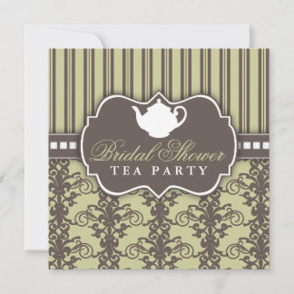 Invitation Chic Damask & Stripe Fête de l'mariée T