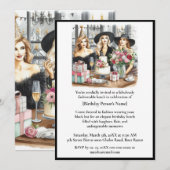 Invitation Chic Dames Repas Anniversaire Chapeau N (Devant / Derrière)