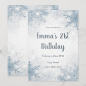 Invitation chic d'anniversaire 21 ans d'hiver – Fl (Devant / Derrière)