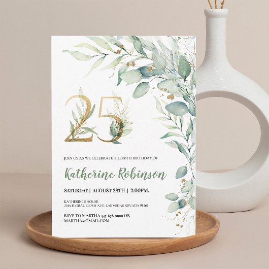 Invitation chic d'anniversaire 25 ans pour elle |