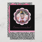 Invitation chic d'anniversaire de léopard (Devant / Derrière)