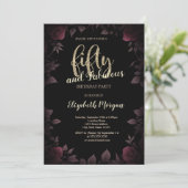 Invitation Chic Dark Bourgogne Rose Black 50e anniversaire (Debout devant)