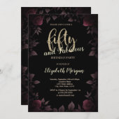 Invitation Chic Dark Bourgogne Rose Black 50e anniversaire (Devant / Derrière)
