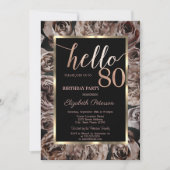 Invitation Chic Dark Rose Black 80e anniversaire (Devant)