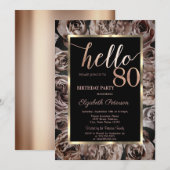 Invitation Chic Dark Rose Black 80e anniversaire (Devant / Derrière)