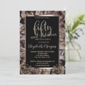 Invitation Chic Dark Rose Frame 50e fête d'anniversaire (Debout devant)