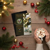 Invitation Chic Dark Snowflake Christmas Photo Card