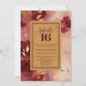 Invitation chic de 16 ans avec des roses de Bourgo (Devant)